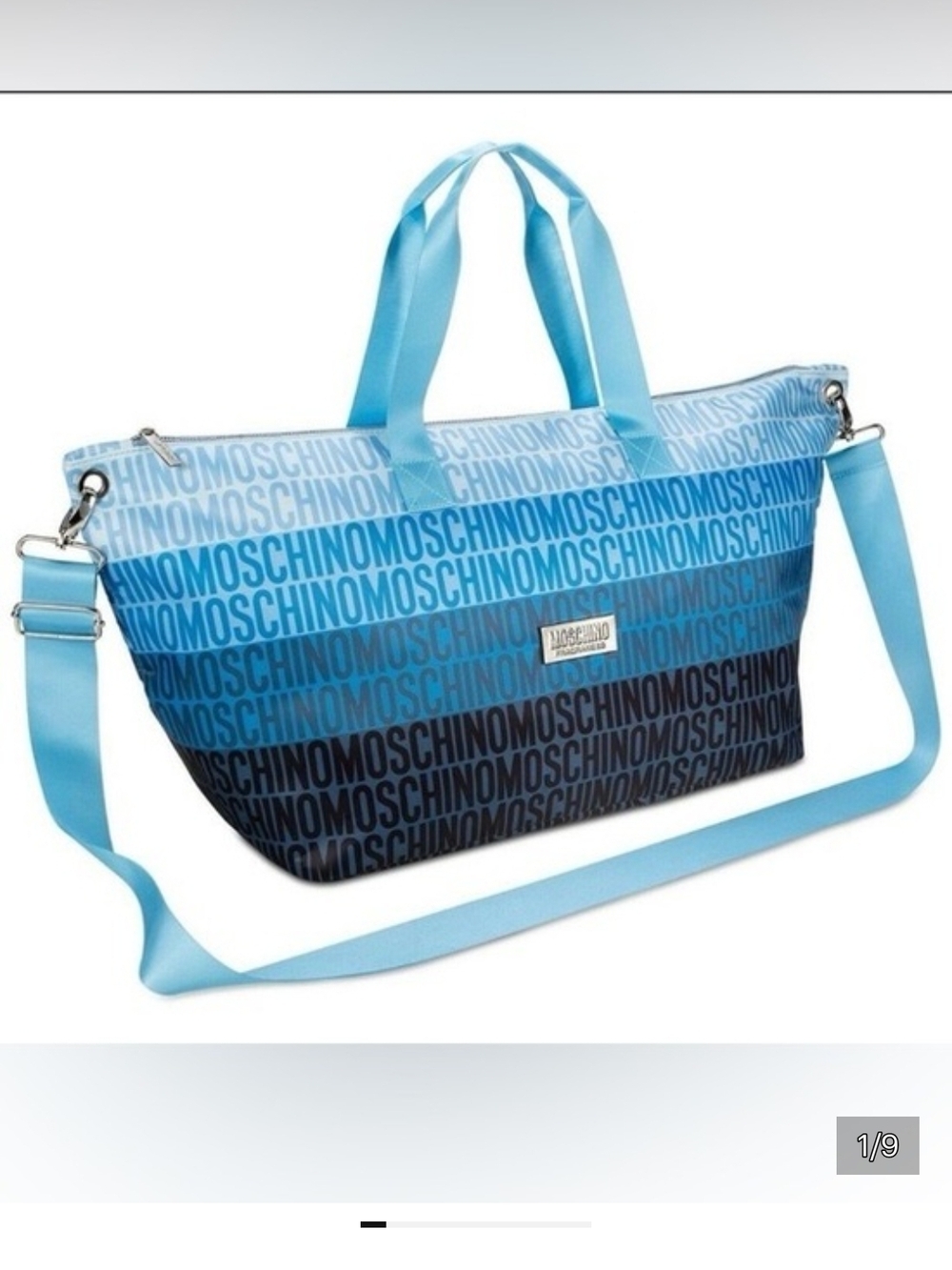 Moschino Blue Ombre Logo Travel Tote